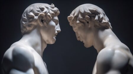 Greek statues arguing
