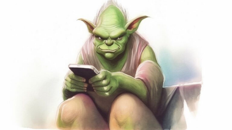 Troll with a cellphone