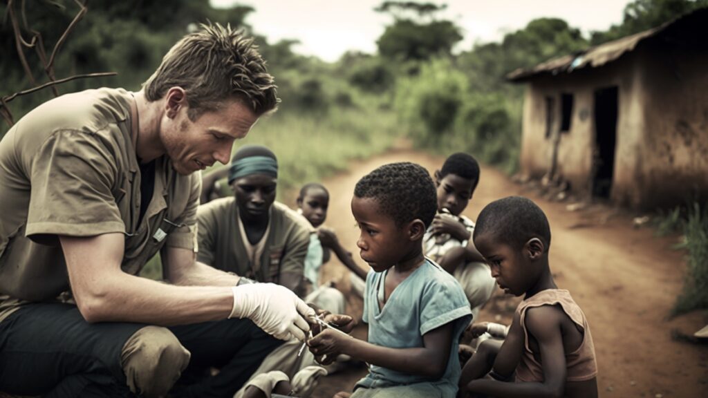 doctor with African kids