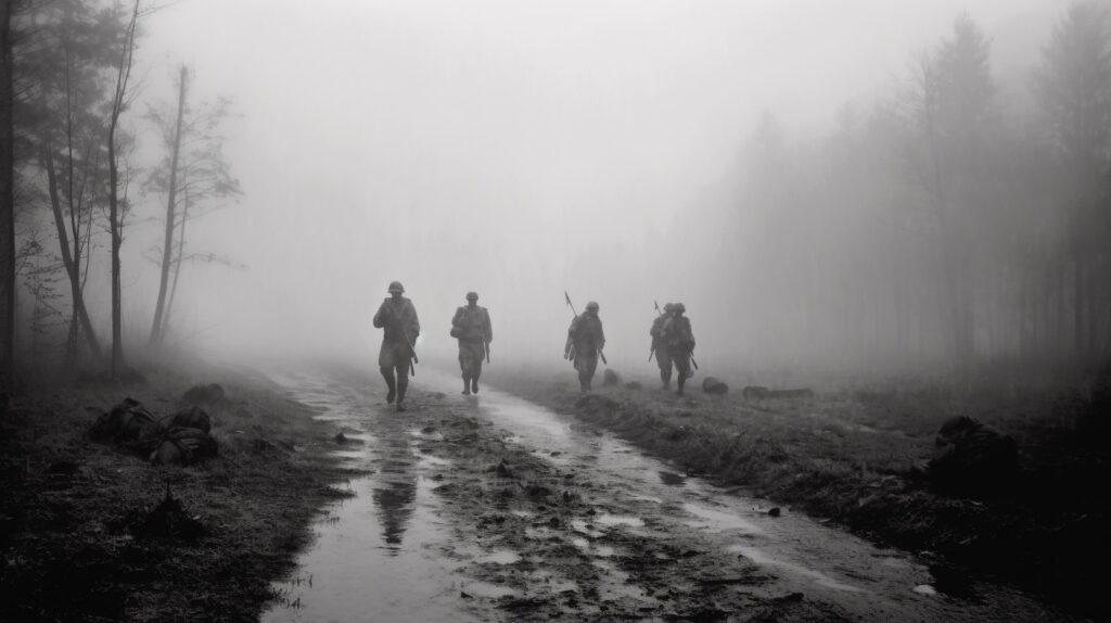 Soldiers in fog