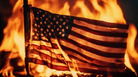 American flag burning