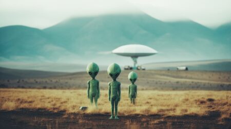 Cute aliens and UFO