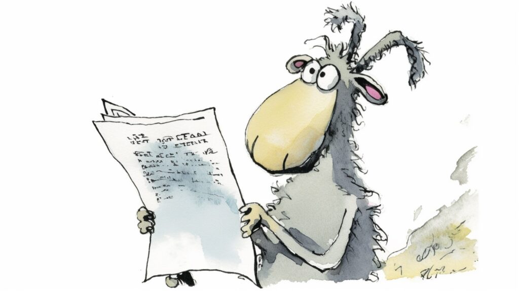 Sheep reads a newspaper