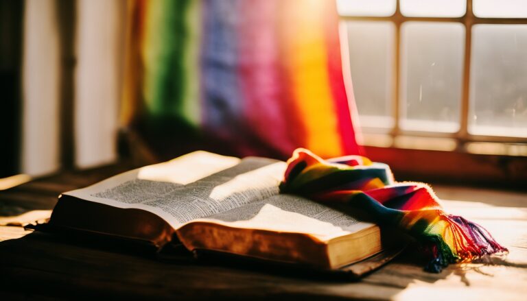 Bible with LGBTQ scarf