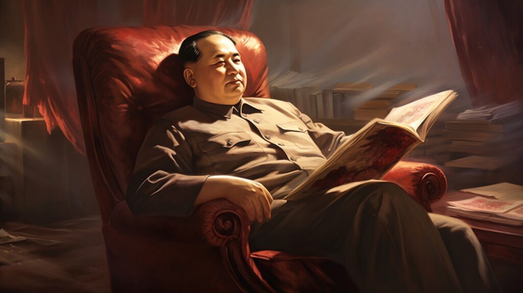 Mao reading a paper