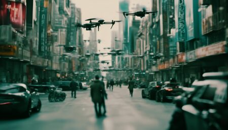 A city with drones