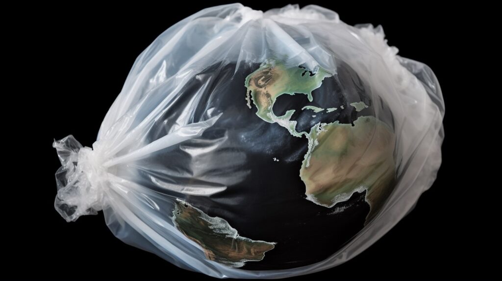 Earth inside a plastic bag