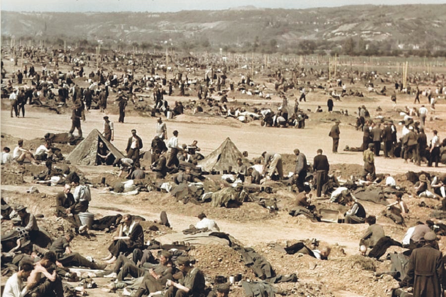 German prisoners in an Allied concentration camp