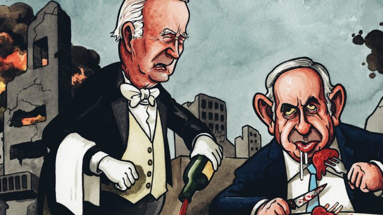 Kosher cartoon by Bob Moran, depicting Israeli Prime MInister Netanyahu eating babies.