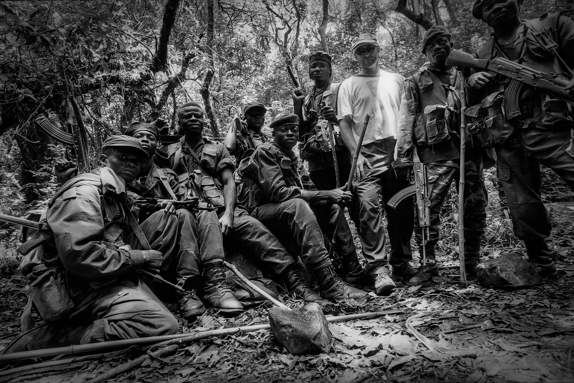 The speaker on a three day active mission in the Kahuzi Beiga National Park with soldiers of the first "integrated" brigade of the Forces of the Democratic Republic of Congo (FARDC)
