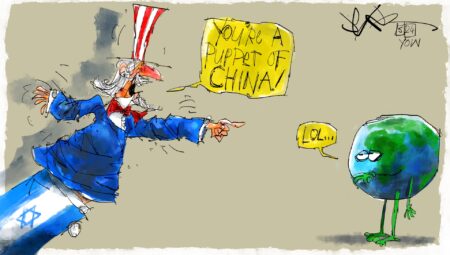 United States is a puppet of Israel while accusing the rest of the world of being a puppet of China